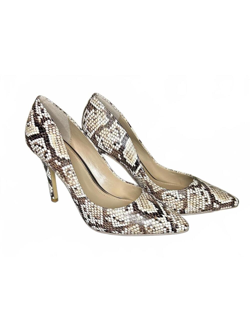 NIB Snakeskin Embossed 4" heels- WHBM Olivia Neutral 7.5M